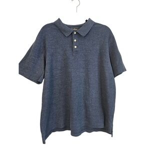 LL Bean Mens XL Blue Heathered 100% Cotton Traditional‎ Fit Polo Shirt 298625